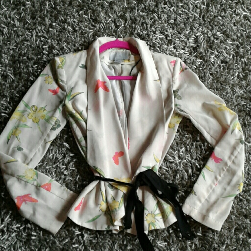 H&M Floral Matte Satin Blazer